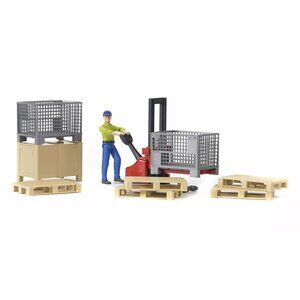 NIB Bruder 62200 bworld Logistics Set with Man Action Figure